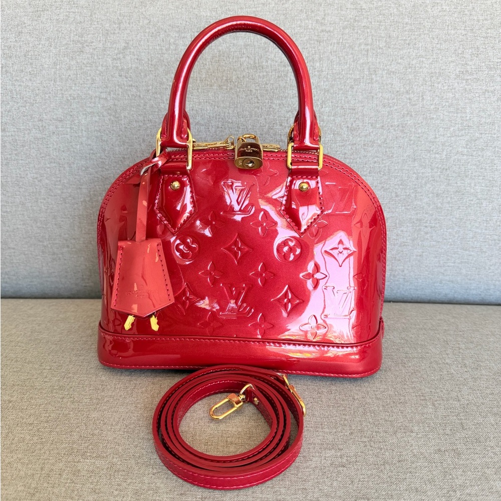 LV Alma BB Vernis Cherry Red Patent Lether